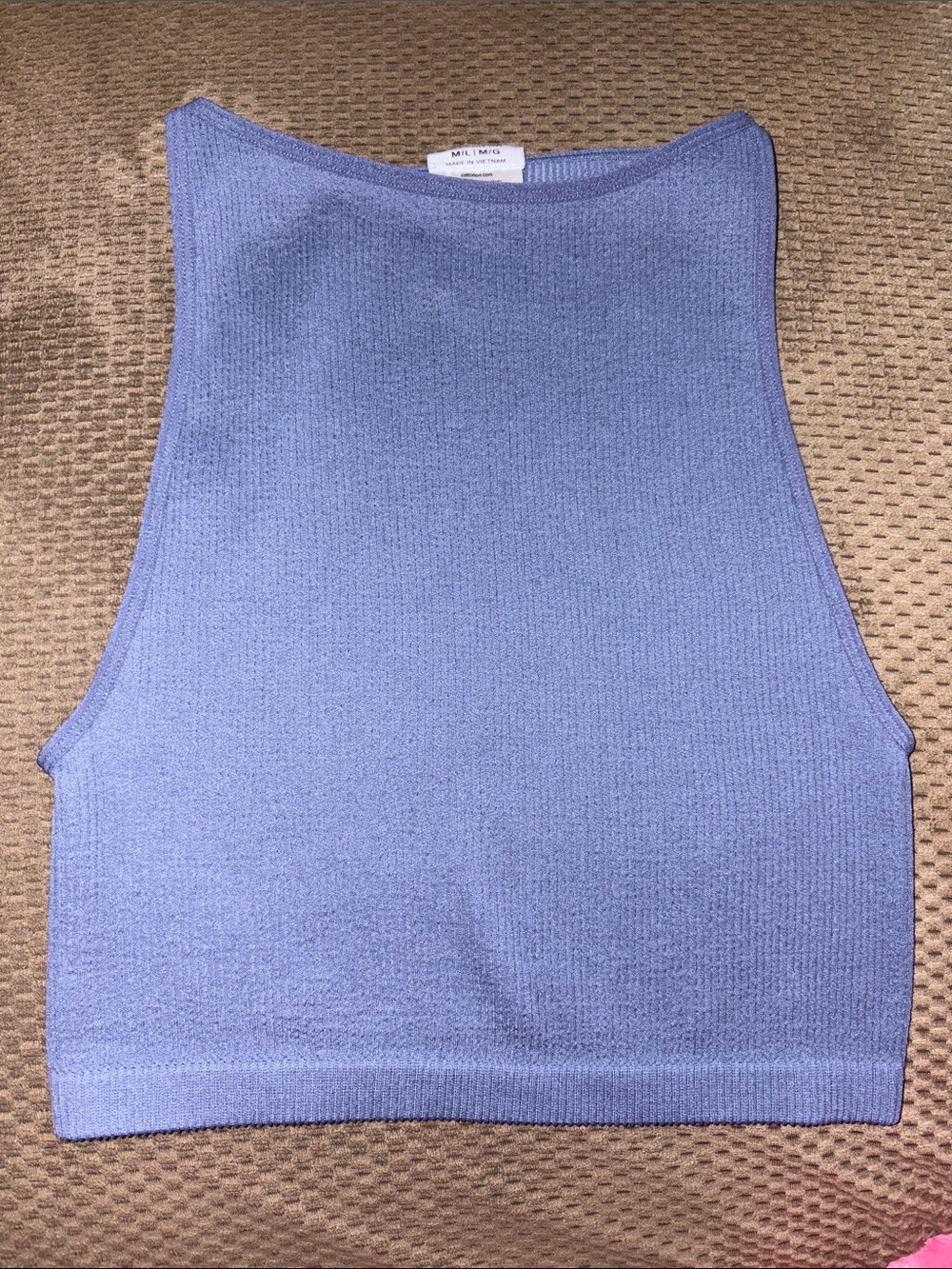 Cotton On Cropped Ribbed Blue Tank
